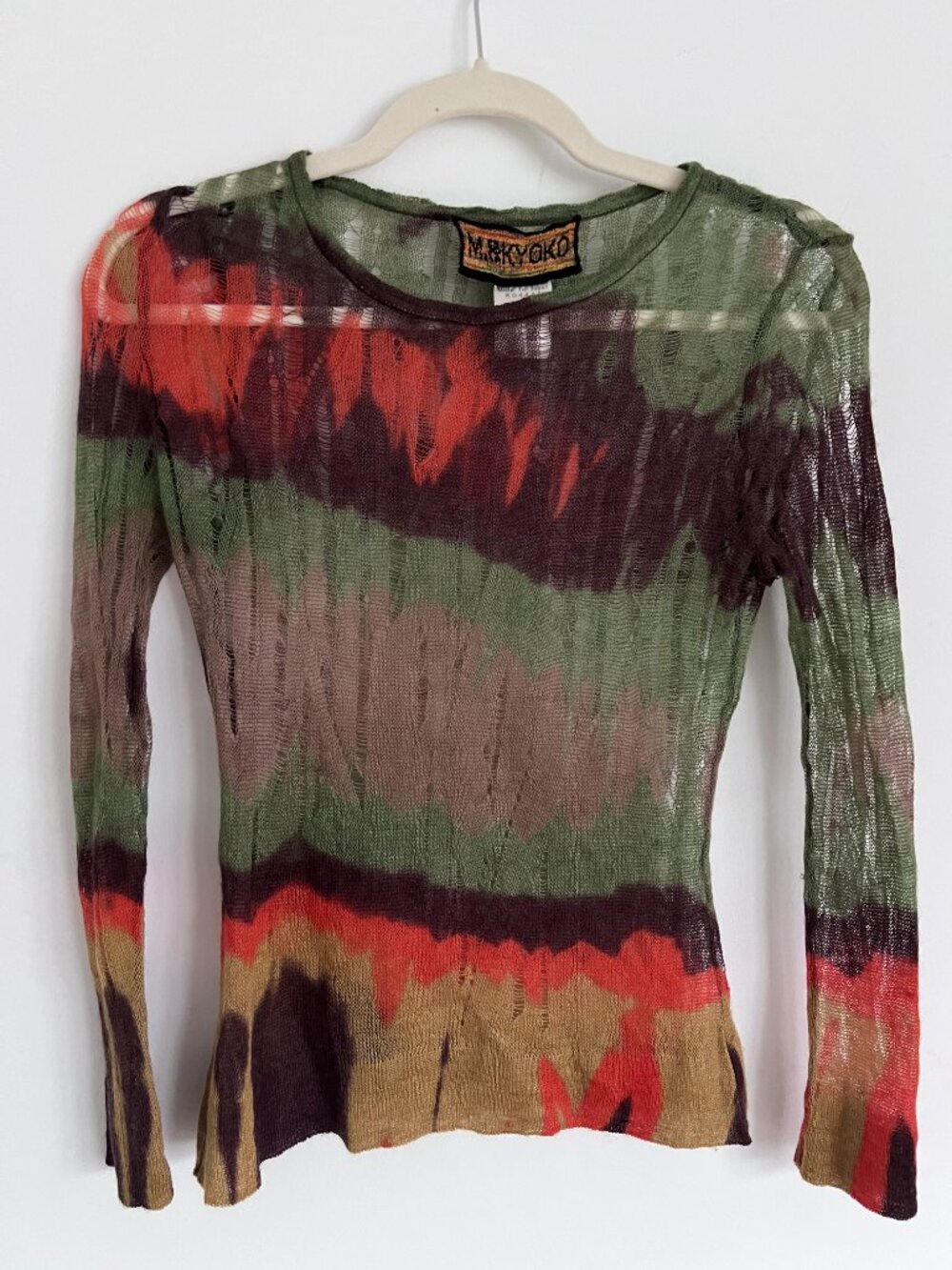 Vintage M.&KYOKO Mohair Silk Open Knit Long Sleeve Top Size 1